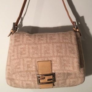 FENDI Zucca Monogrammed CASHMERE Mamma Baguette